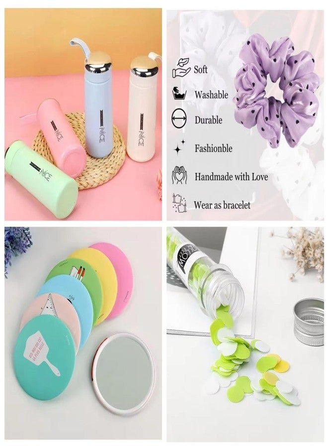Le Delite Birthday Gift for Sister I Combo Gift Hamper | Stylish Makeup Pouch, Glass Water Bottle, Pendant Necklace, Scrunchie, Soap Tube, memopad Spiral Diary & Lipstick Pen (rainbow combo) 100 Pages - Image 3